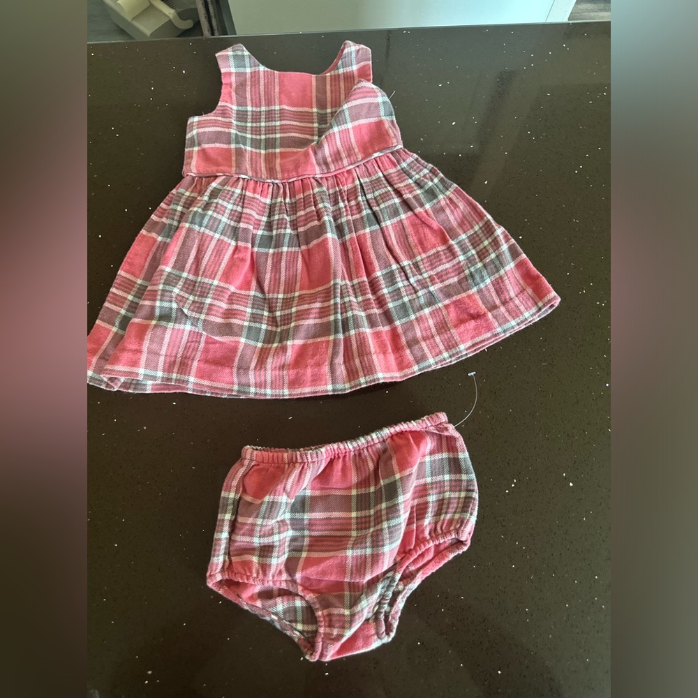 Polo by Ralph Lauren Pink and Gray Plaid Diaper Cover Set